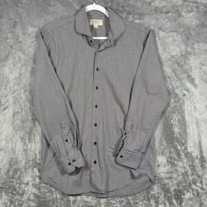 HAGEN‎ Carmel CA Mens Large L Houndstooth Button Down Dress Shirt 100 Cotton